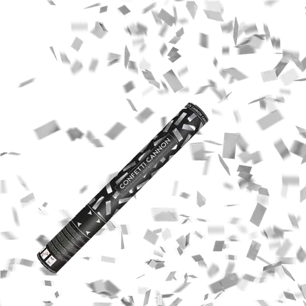 Cañones de confeti de 40 cm de plata