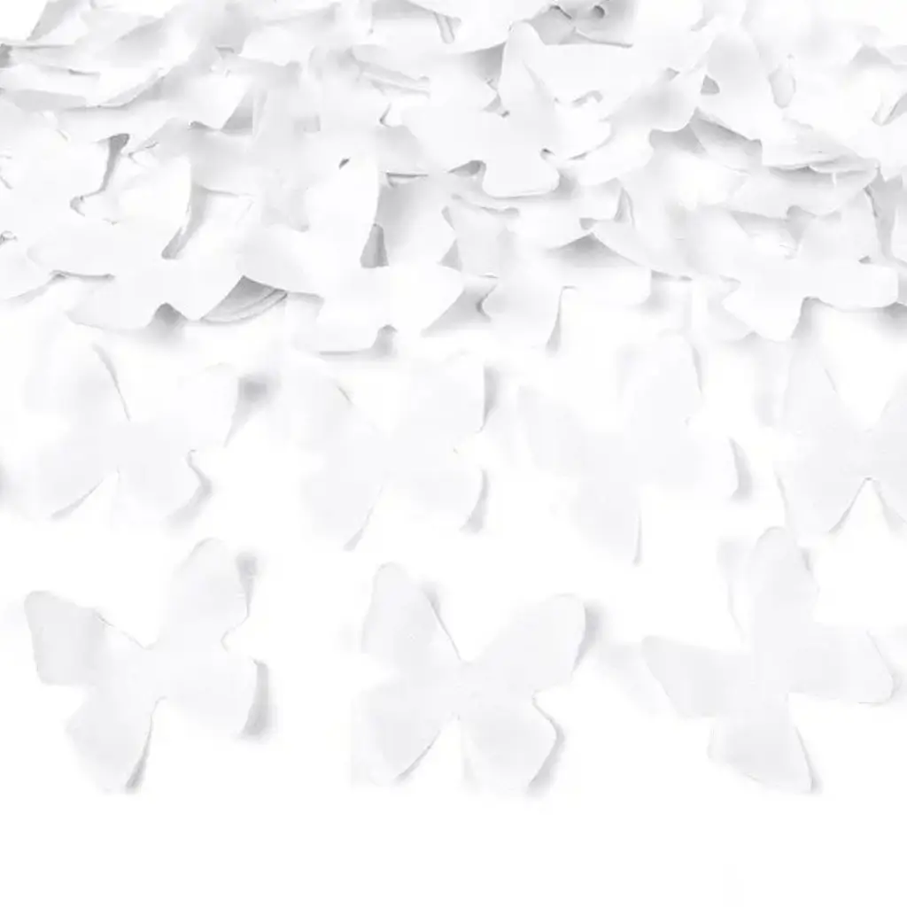 Cañones de confeti 60 CM Mariposas blancas
