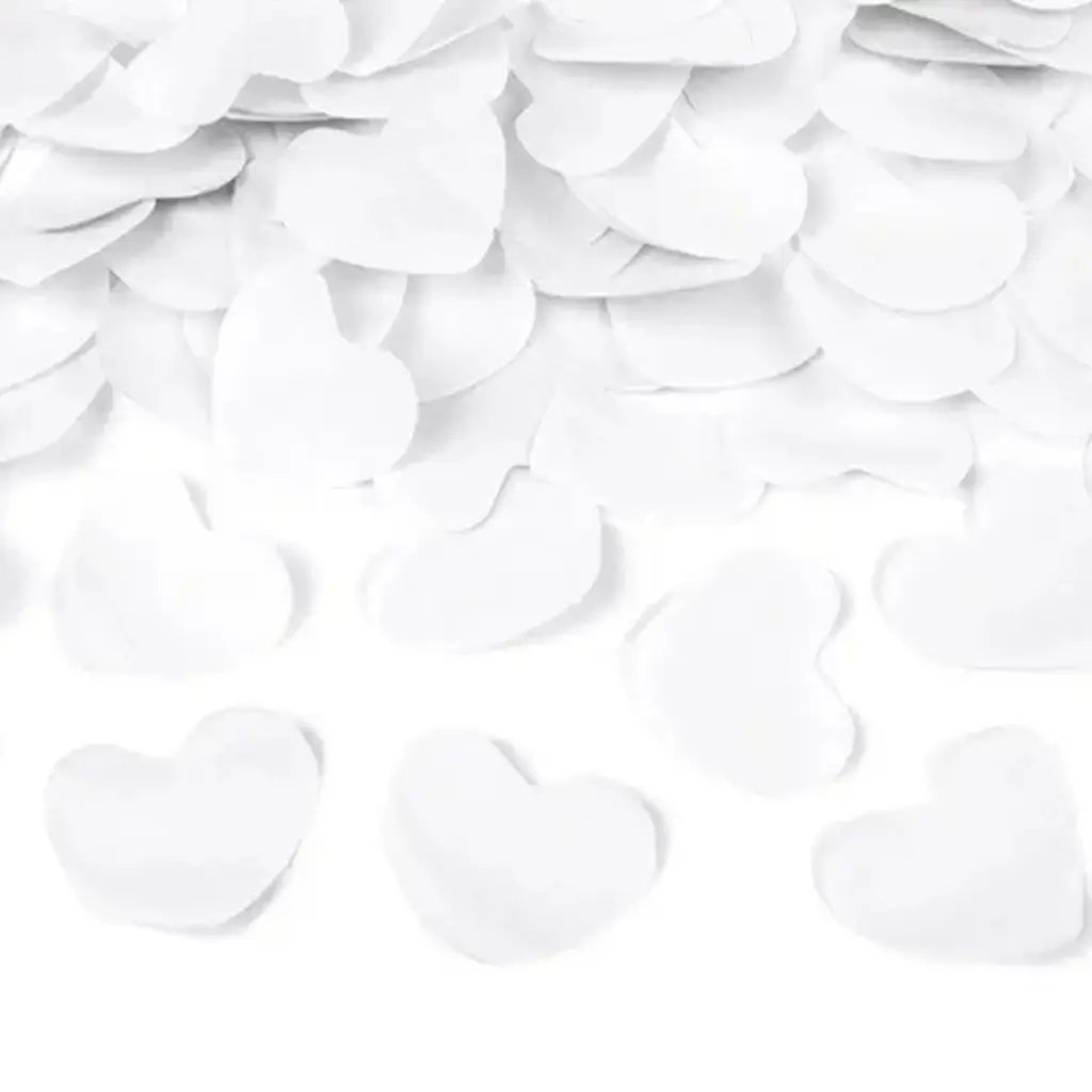 Cañones de confeti 80 CM corazones blancos