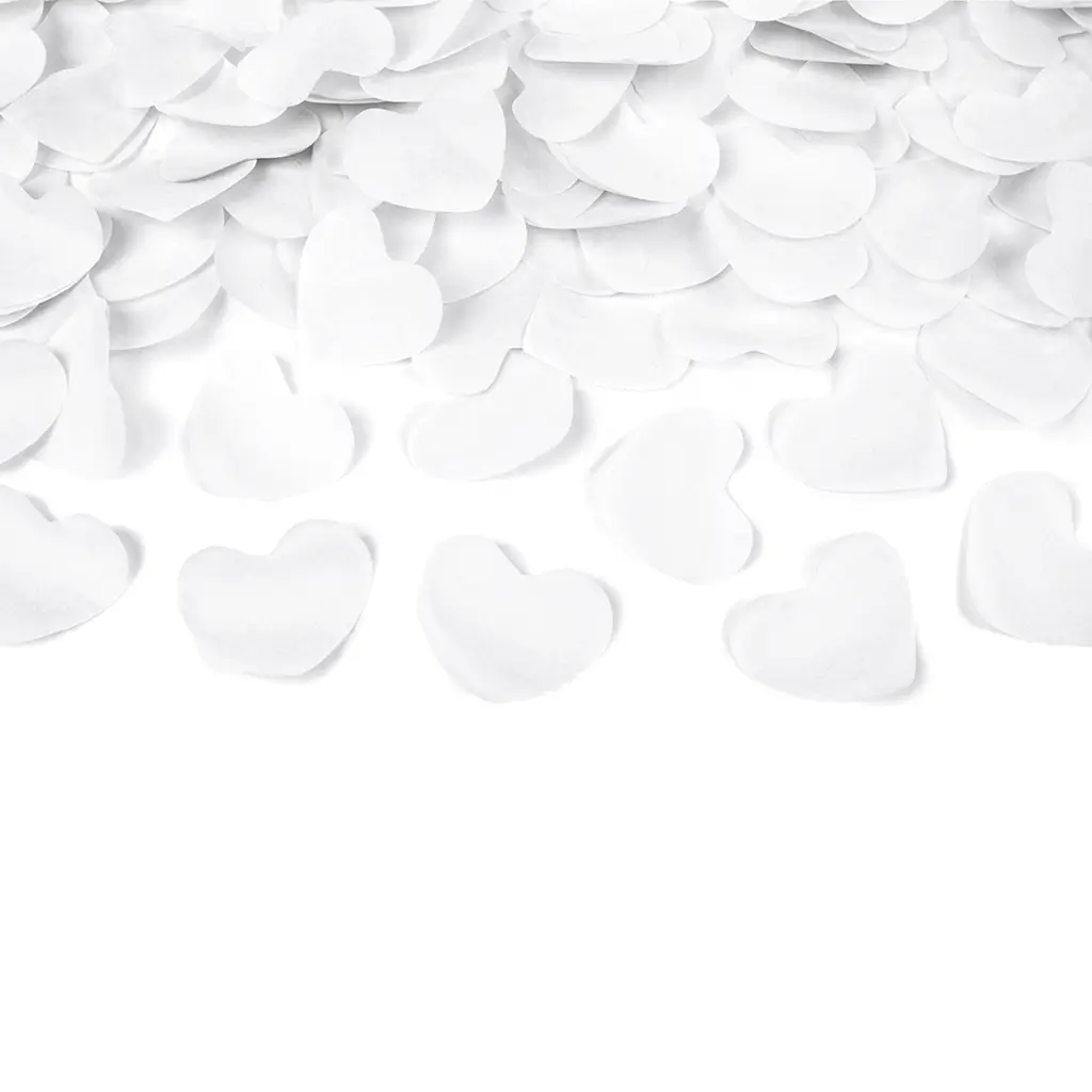 Cañones de confeti 80 CM corazones blancos