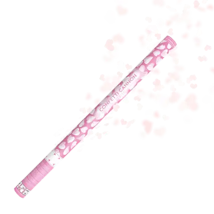 Cañones de confeti 80 CM corazones blancos