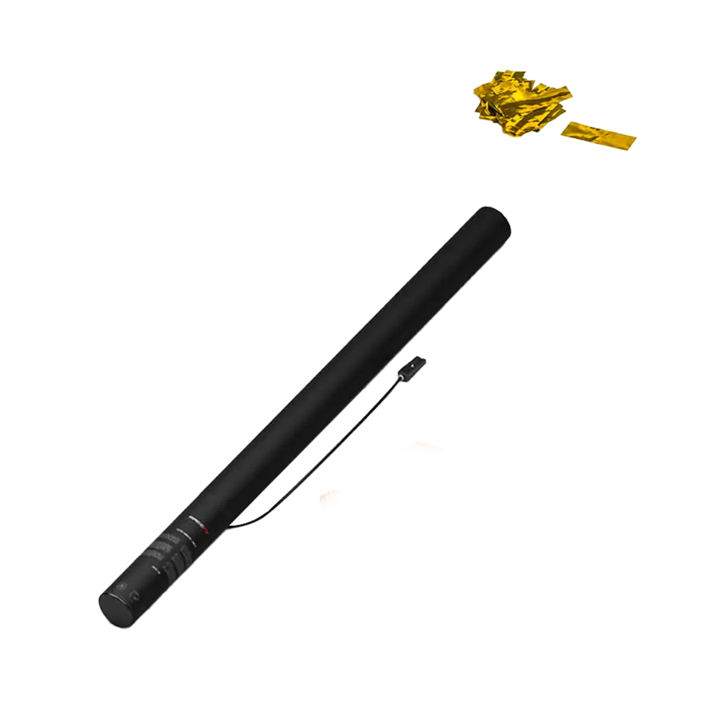 Pistola de confeti eléctrica de oro / Oro 80 cm