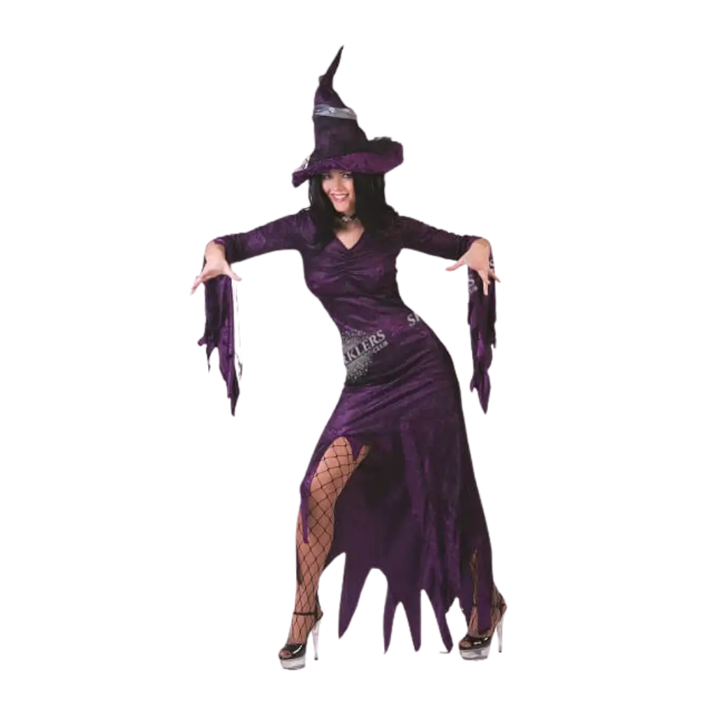 Disfraz de bruja mujer púrpura S/M