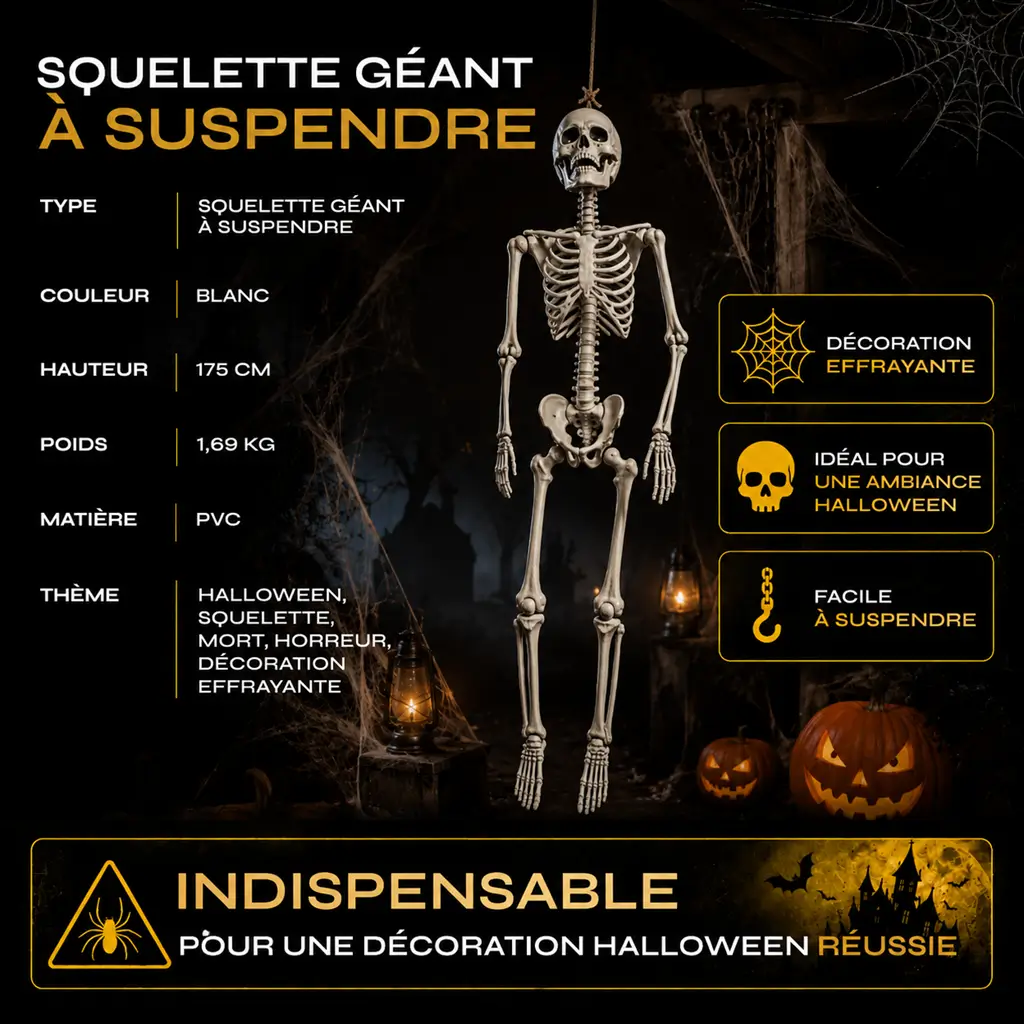Esqueleto gigante para colgar 200cm