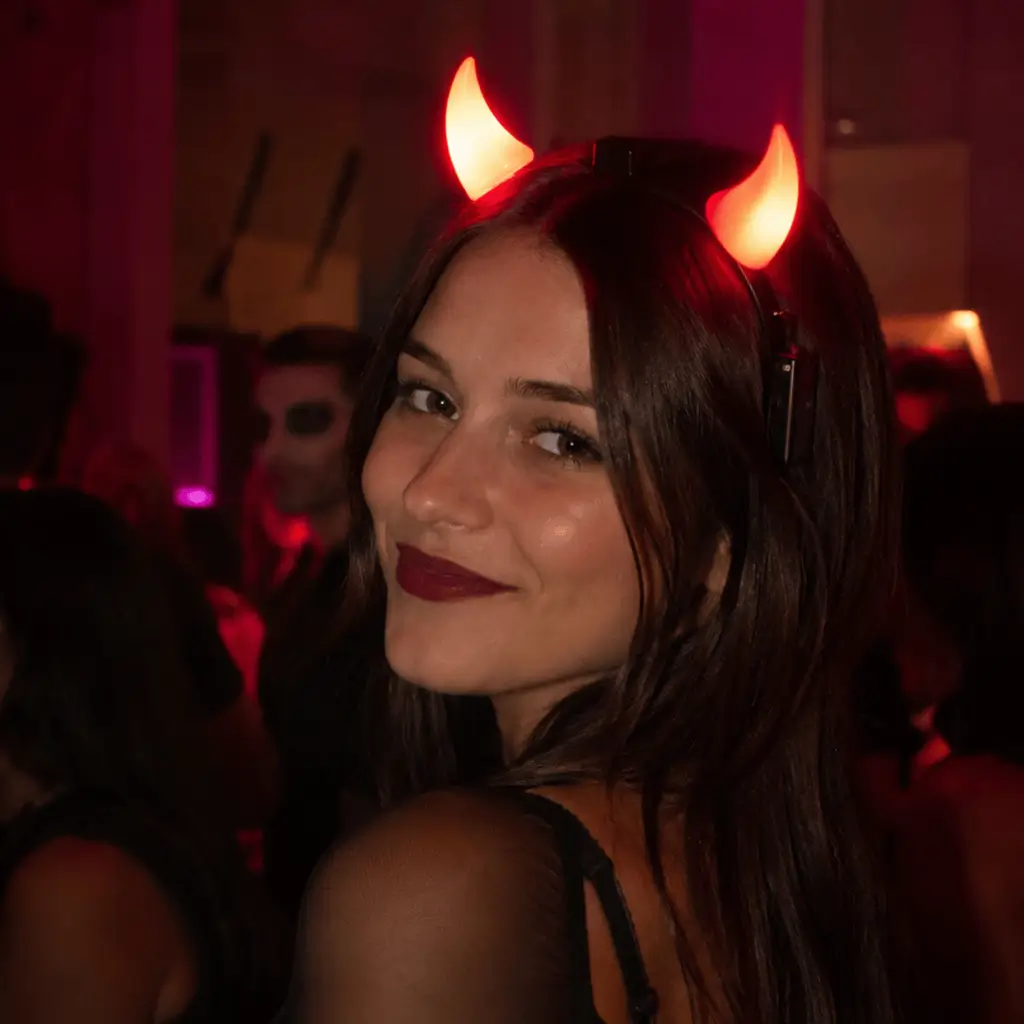 Diadema Cuernos de Diablo LED Rojo