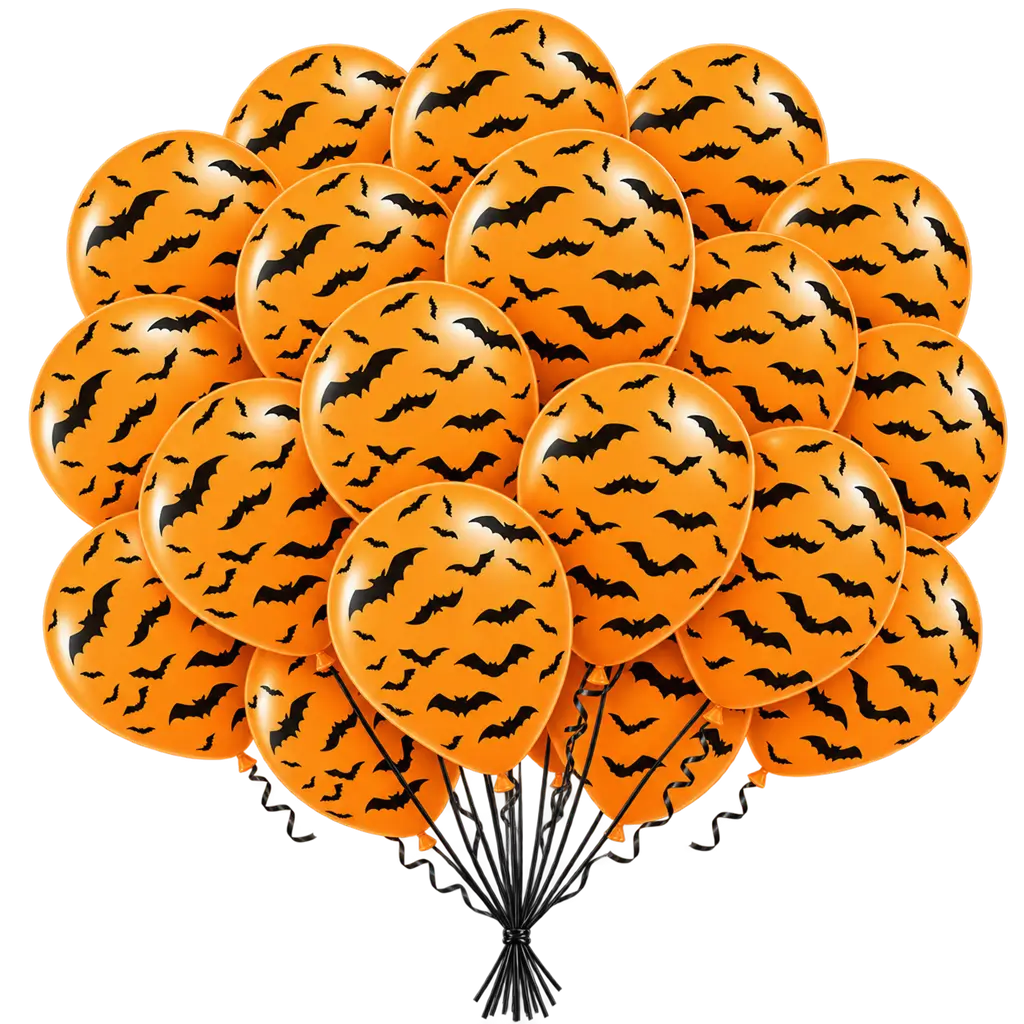 Lote de 50 globos de Halloween con motivos de murciélagos