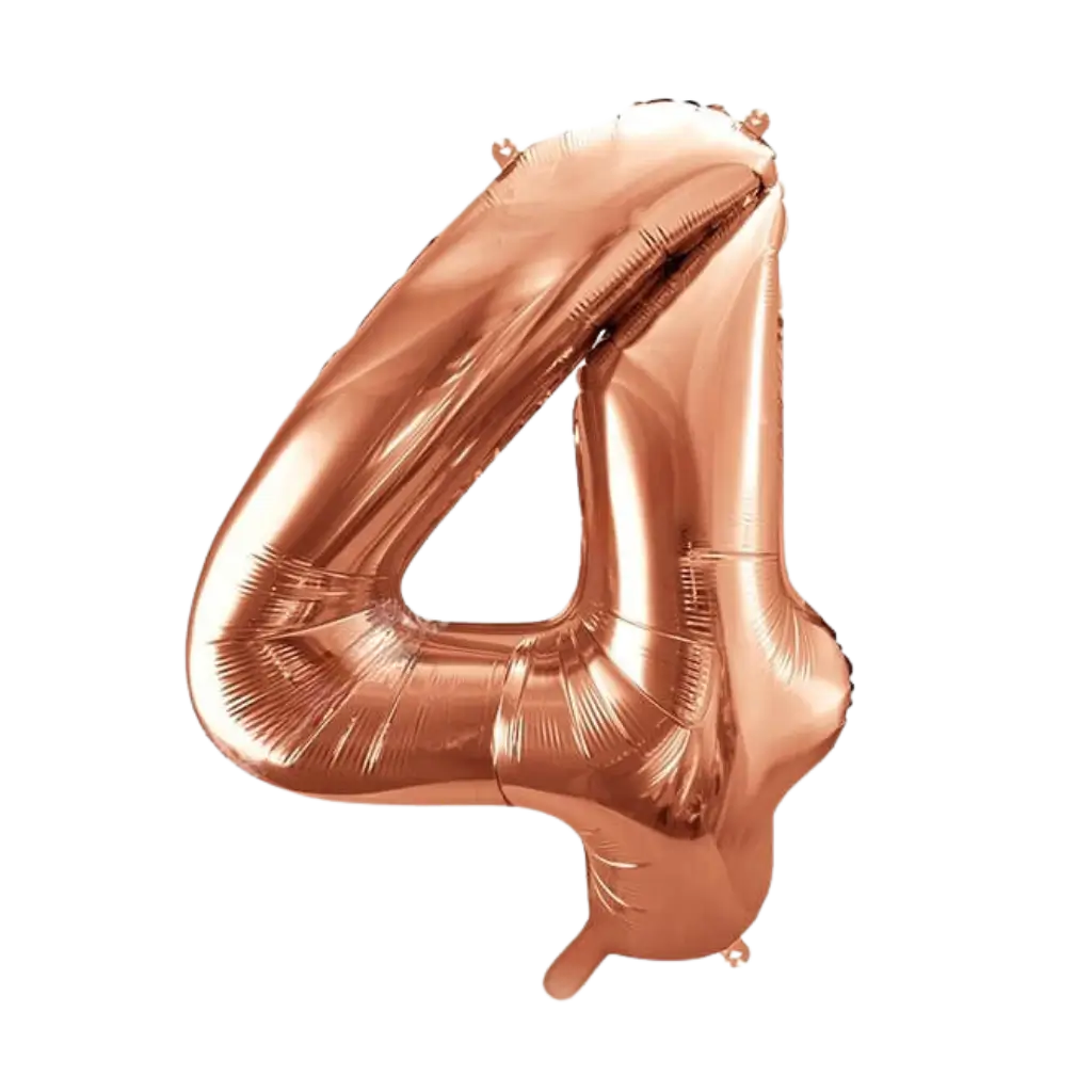 Globo de aniversario número 4 Oro rosa 86cm