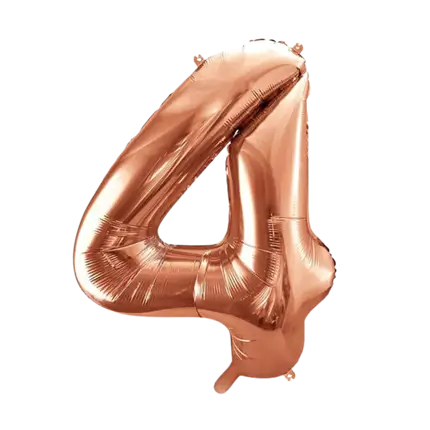 Globo de aniversario número 4 Oro rosa 86cm