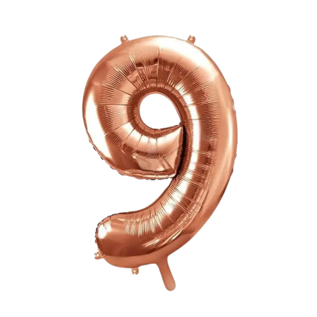 Globo de aniversario número 9 Oro rosa 86cm
