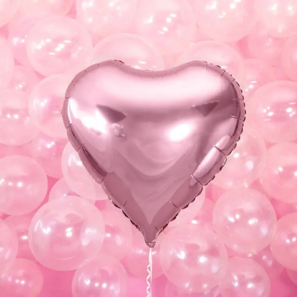 Globo Corazón rosa metálico 61cm