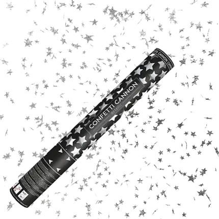 Cañones de confeti de 40 cm en forma de estrella de plata
