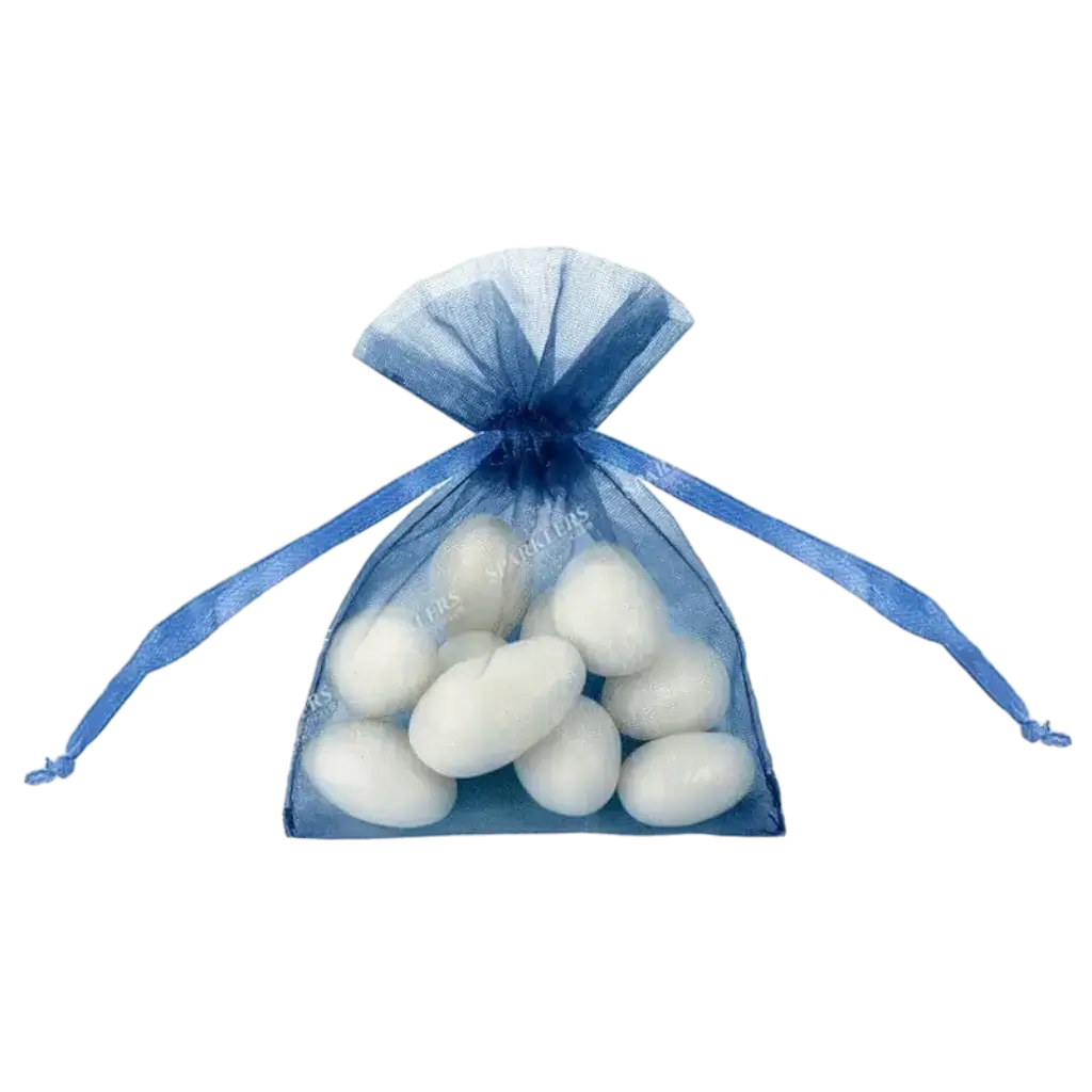 Juego de 20 bolsas de organza azul