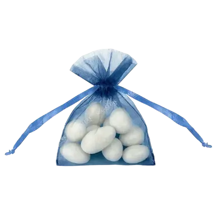 Juego de 20 bolsas de organza azul