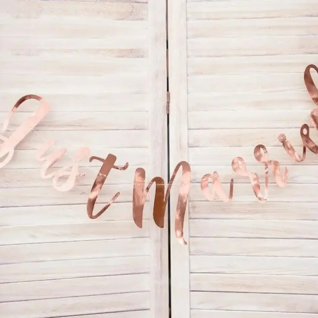 Just Married Banner, oro rosa