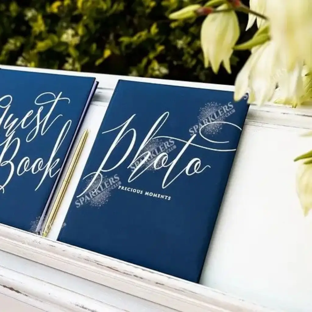 Libro de visitas de la boda azul marino