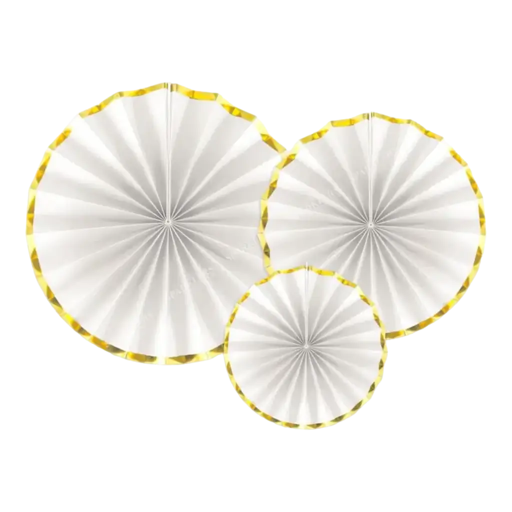 Rosas blancas decorativas con bordes dorados (3 piezas)