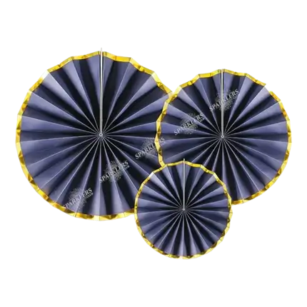 Rosas decorativas azules con bordes dorados (3 piezas)