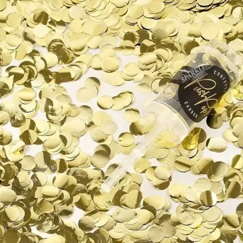Confettis push pop gold