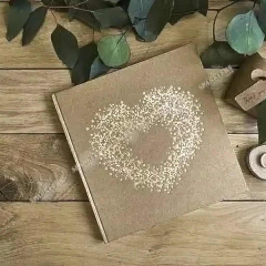 Libro de Visitas Boda kraft con adorno de oro 22 páginas