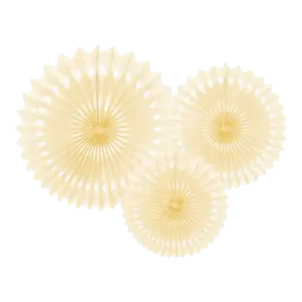 Rosetas decorativas, crema, 20-30cm (3 piezas)