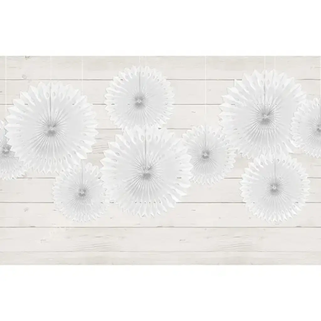 Rosetas decorativas, blancas, 20-30 cm (3 piezas)