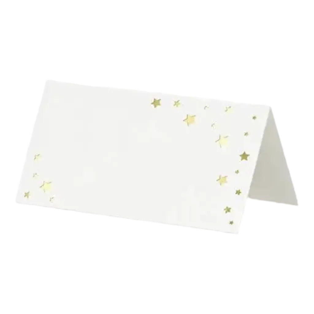 Tarjeta de papel blanco con estrellas doradas (set de 10)