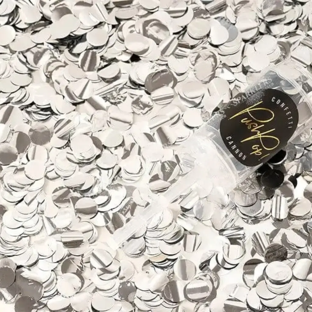 Confettis push pop silver