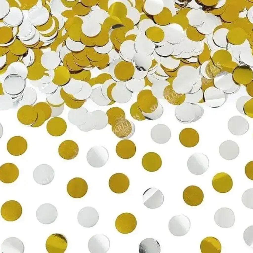 Cañones de confeti de 40 cm. de diámetro de oro.