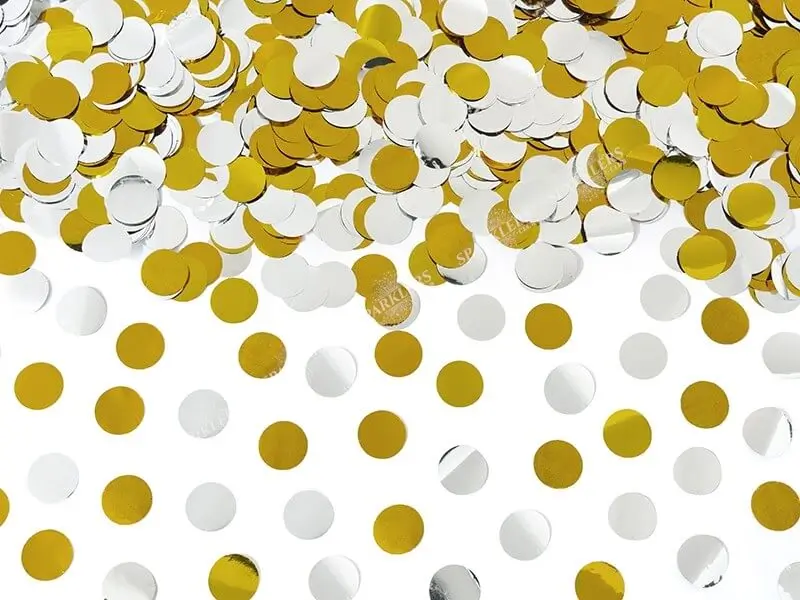 Cañones de confeti de oro redondo de 80 cm.