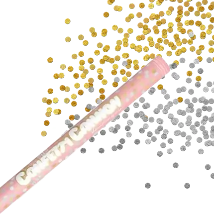 Cañones de confeti de oro redondo de 80 cm.