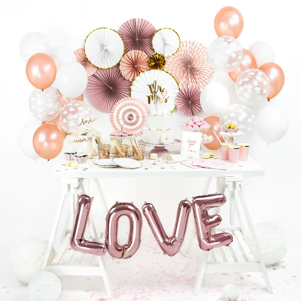 Paquete de 100 globos metálicos de oro rosa