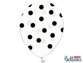 Paquete de 50 globos blancos con dibujos redondos negros