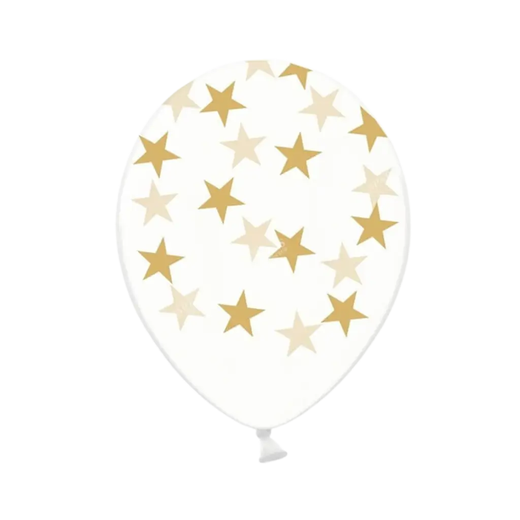 50 globos transparentes con un patrón de estrellas doradas