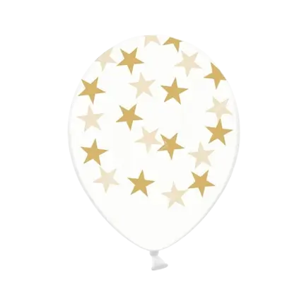 50 globos transparentes con un patrón de estrellas doradas