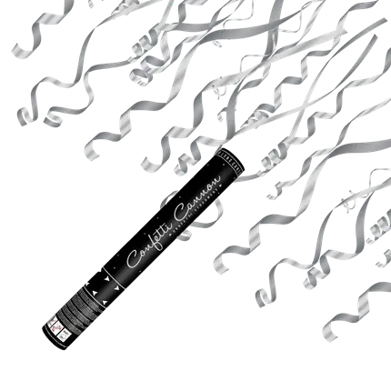 Cañones de confeti de 40 cm. de plata Streamer