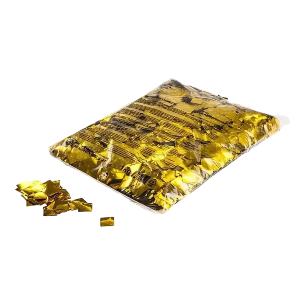 Bolsa 1KG confeti de oro metálico Cuadrado 17X17mm Magic FX