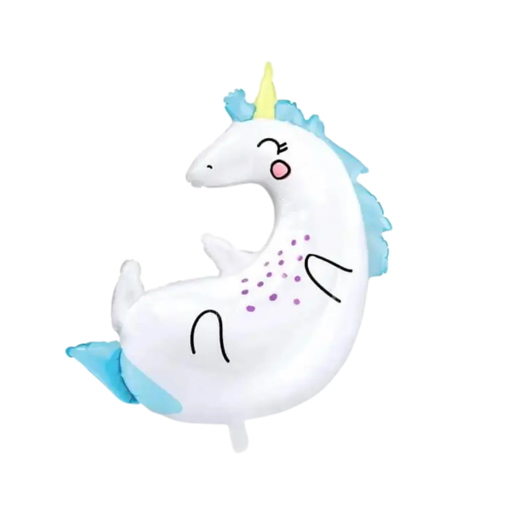 Globo Unicornio blanco y azul 70x75cm