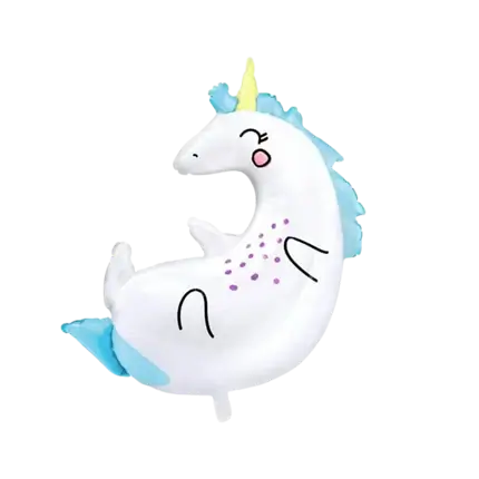 Globo Unicornio blanco y azul 70x75cm
