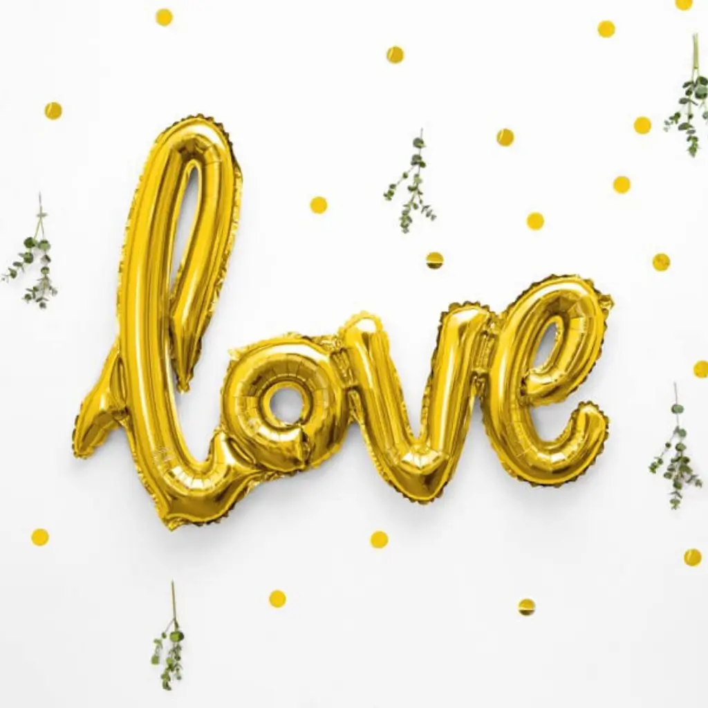 Globo Metal Love Gold 73x59cm