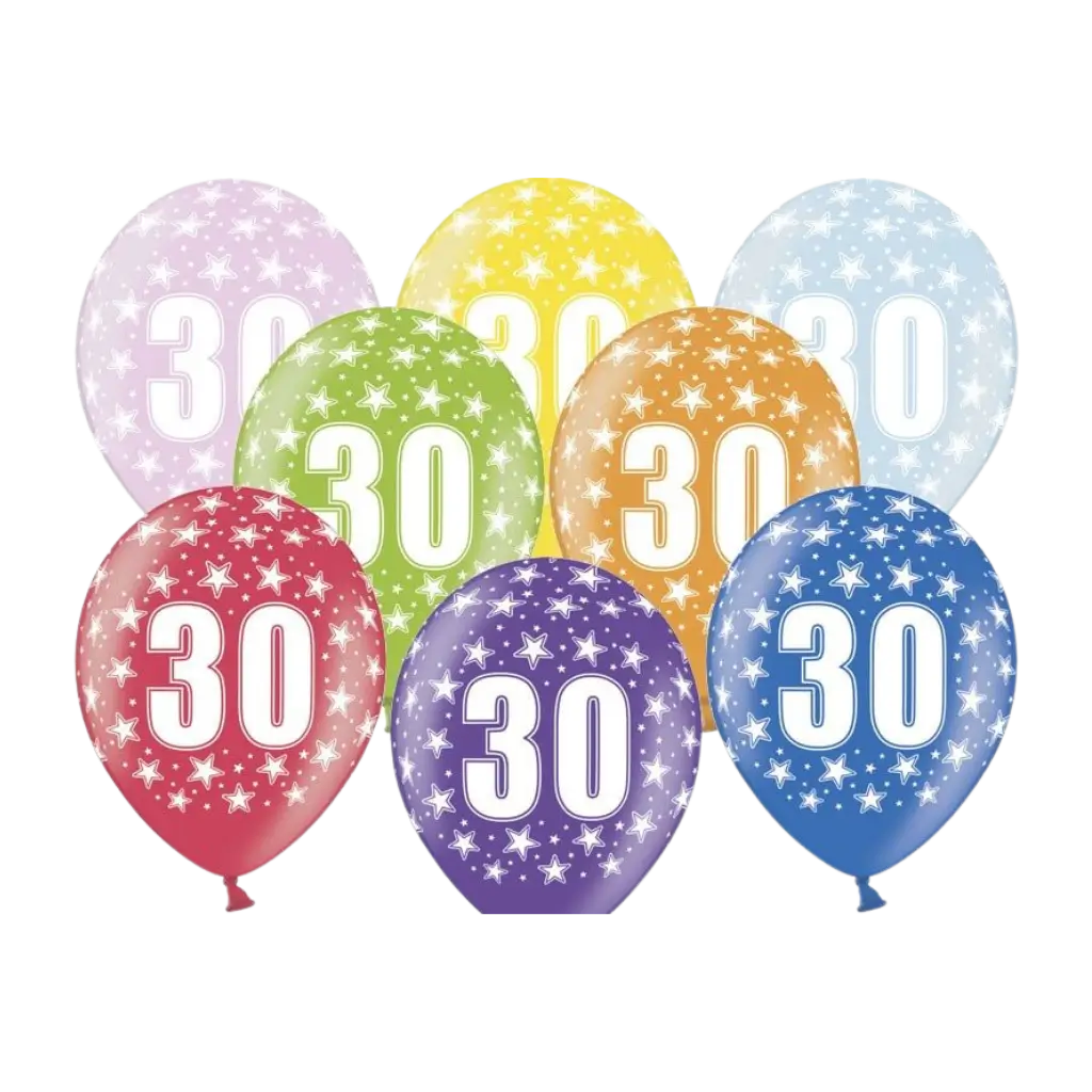 Paquete de 6 globos con inscripción 30