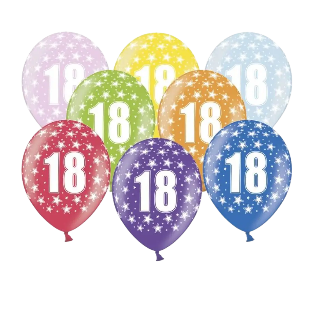 Juego de 6 globos con inscripción 18