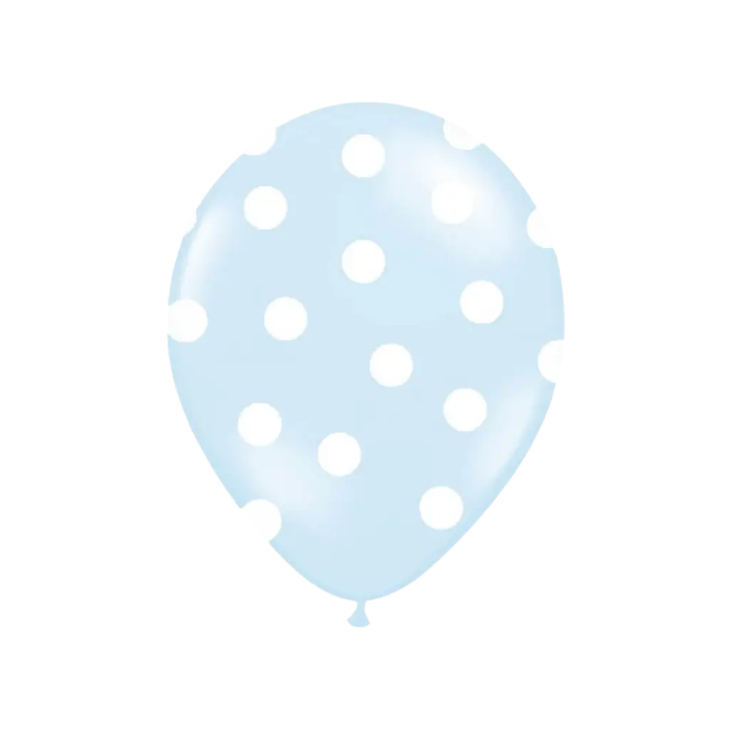 Paquete de 6 globos azules con dibujos redondos blancos
