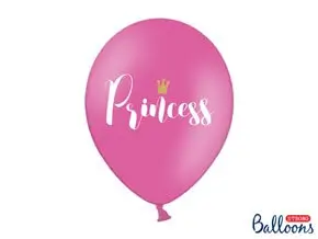 Paquete de 10 globos rosas fucsia con la inscripción PRINCESS