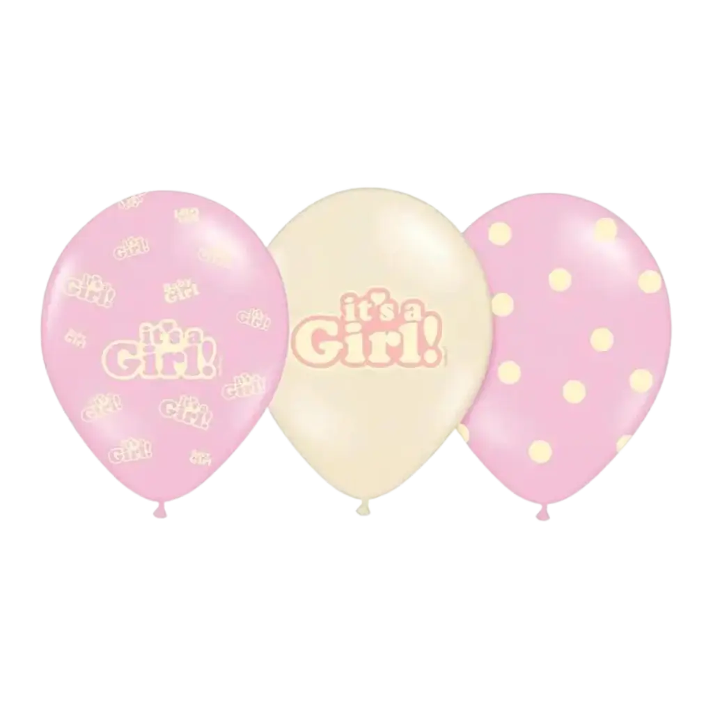 Paquete de 6 globos de mezcla "It's a Girl"