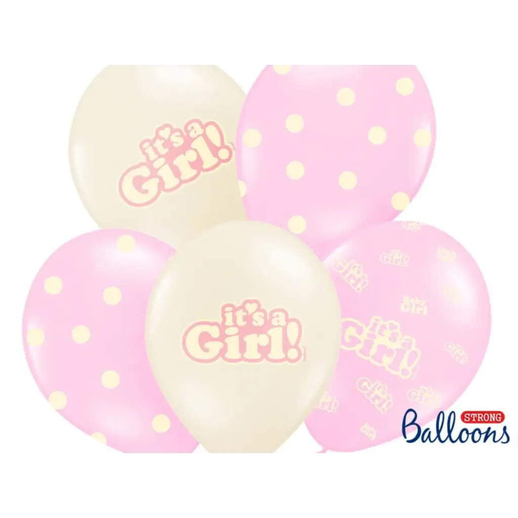 Paquete de 6 globos de mezcla "It's a Girl"