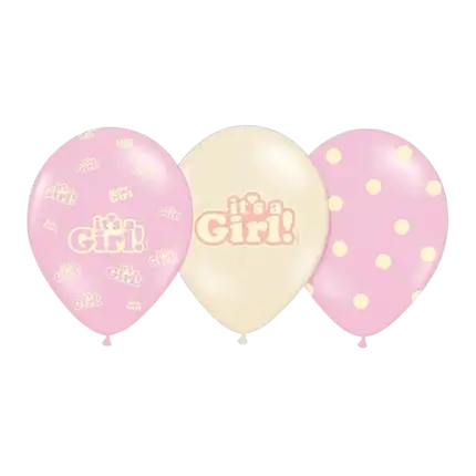 Paquete de 6 globos de mezcla It's a Girl