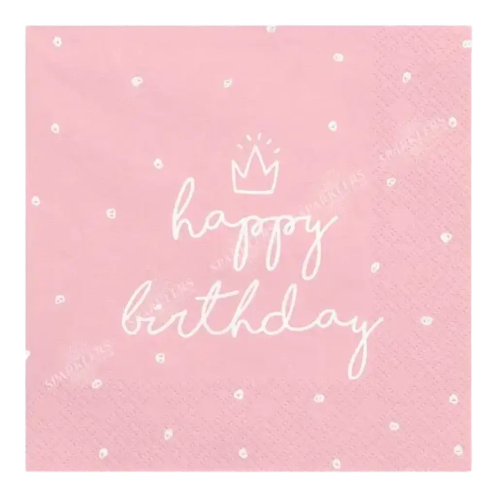Paquete de 20 servilletas de papel de Feliz Cumpleaños rosas