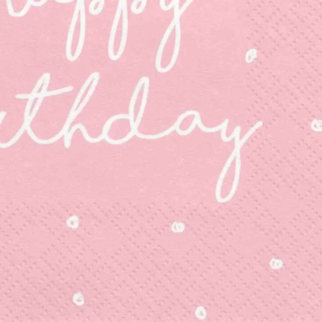 Paquete de 20 servilletas de papel de Feliz Cumpleaños rosas