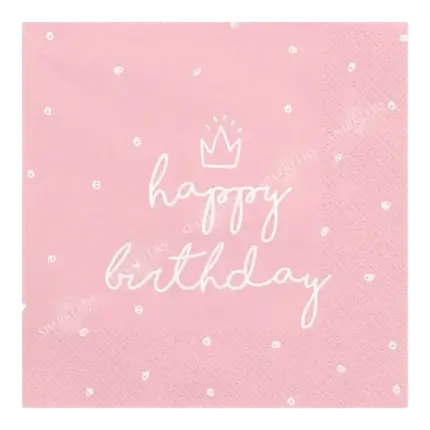 Paquete de 20 servilletas de papel de Feliz Cumpleaños rosas