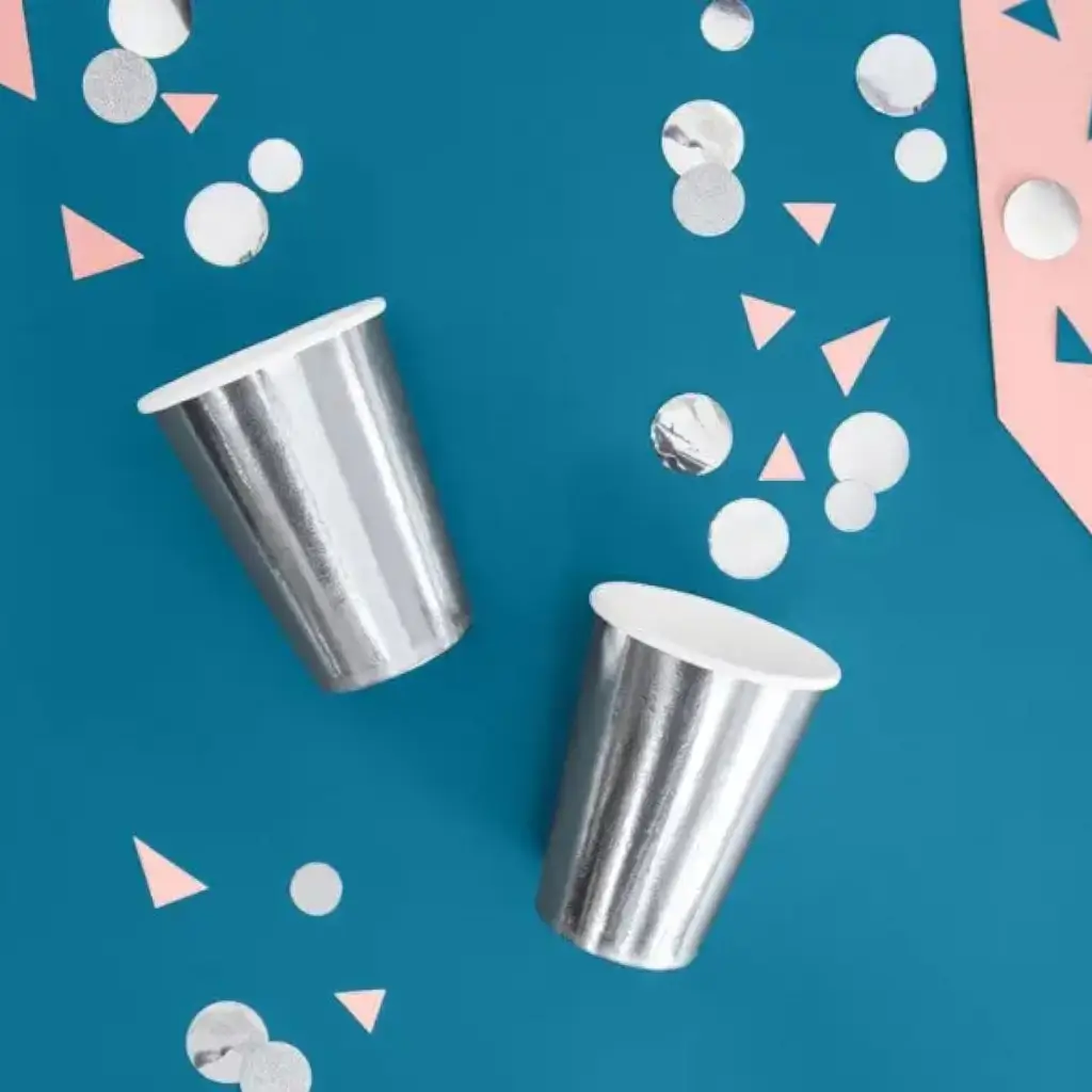 Juego de 6 vasos de papel Plata